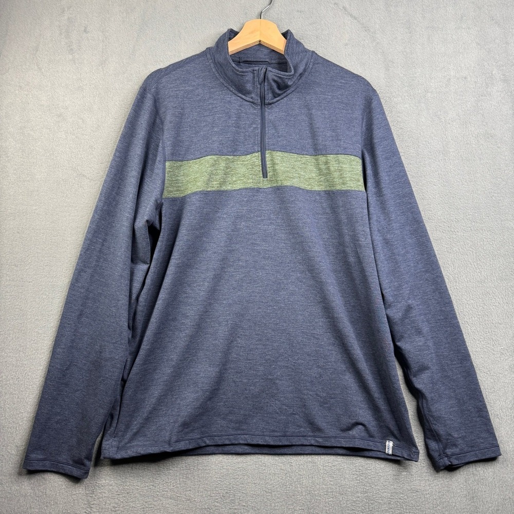 Marine‎ Layer Weekend Sport Mens XL 1/4 Zip Pullover Blue Green Stripe RN140892